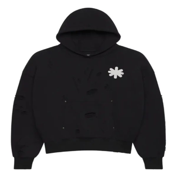 DSTRY Black Hoodie Hood Detail