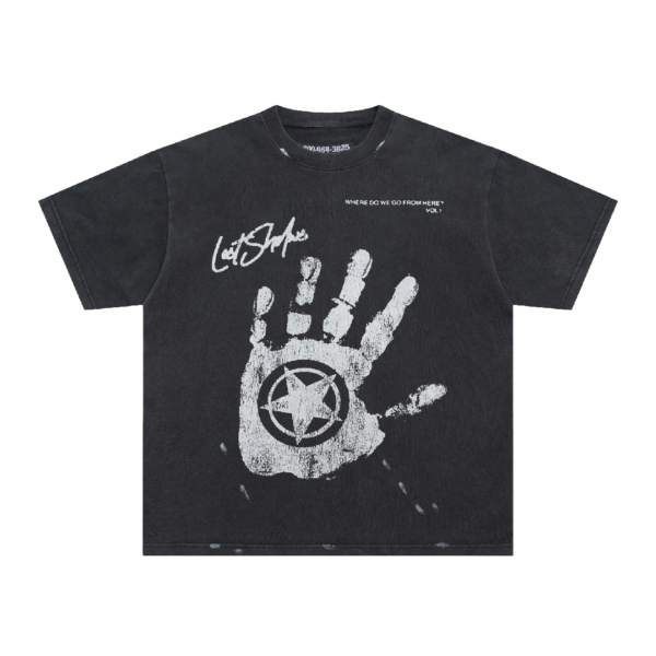 LOSTSHDWS Distressed Black Graphic T-Shirt