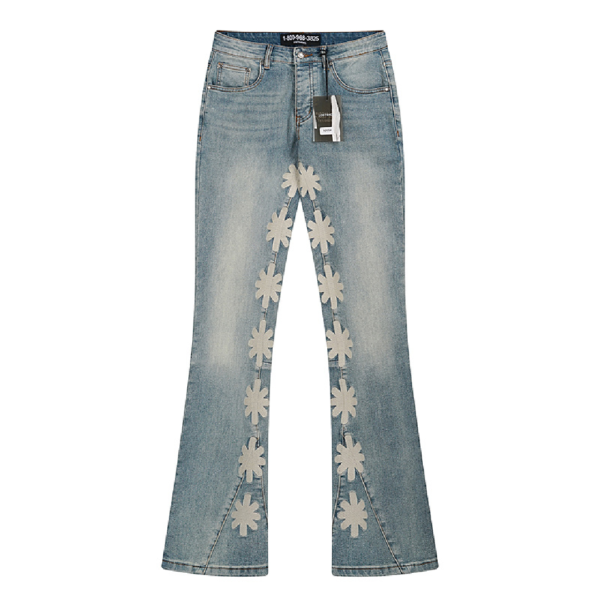 LOSTSHDWS Men's Floral Flare Jeans Front View